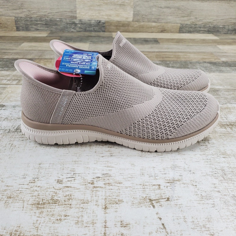 Skechers Sport Active Womens Shoes Sz 8 Taupe Slip-ins Knit Hands-Free Sneakers